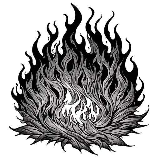 Dark Art Style Illustration For A Tattoo Motive Fog And Fire