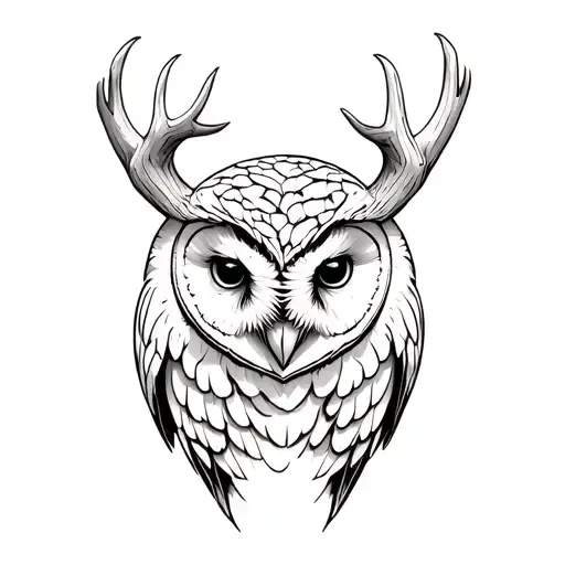 Barn Owl With Antlers