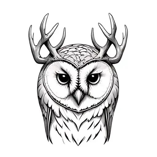 Barn Owl With Antlers