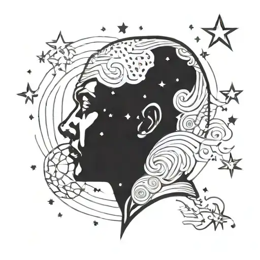 Oval Shape Faced Guy Looking At The Stars