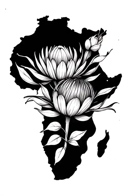 Africa Shape With Protea Flower Transforming