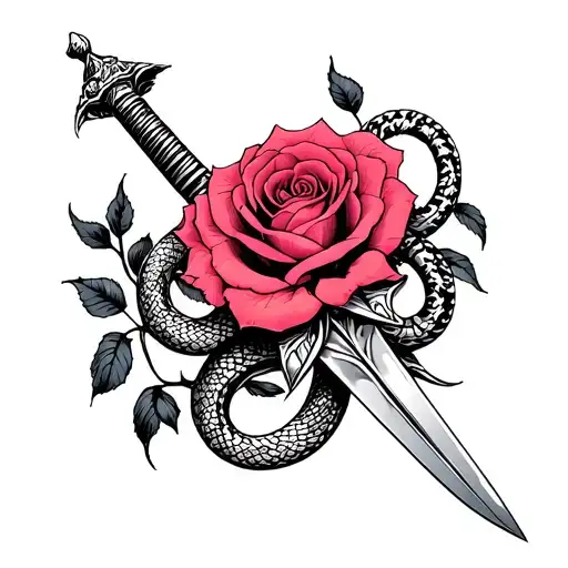 Sword With Rose And Snake