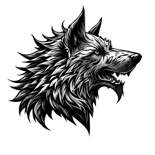 Fenrir Viking Norse Wolf Head Side Profile