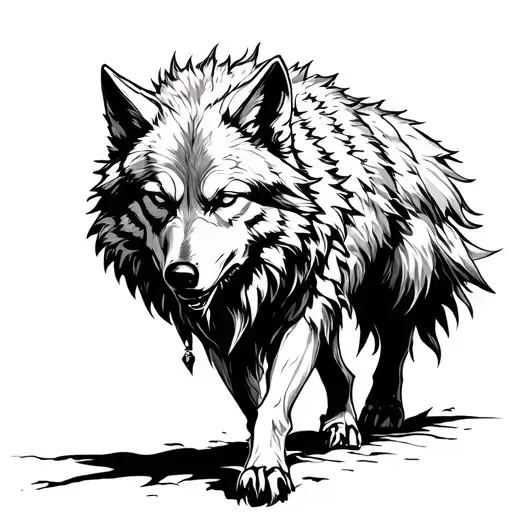 Fenrir Viking Norse Wolf Walking Foward