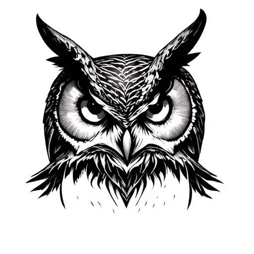 Horned Owl Dark Horror Style