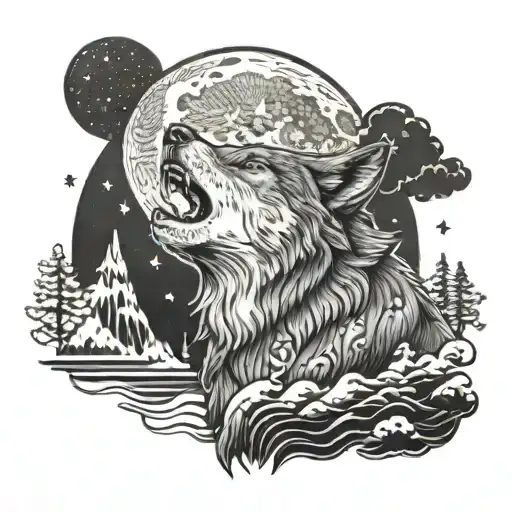 A Smoking Wolf Howling At The Moon
