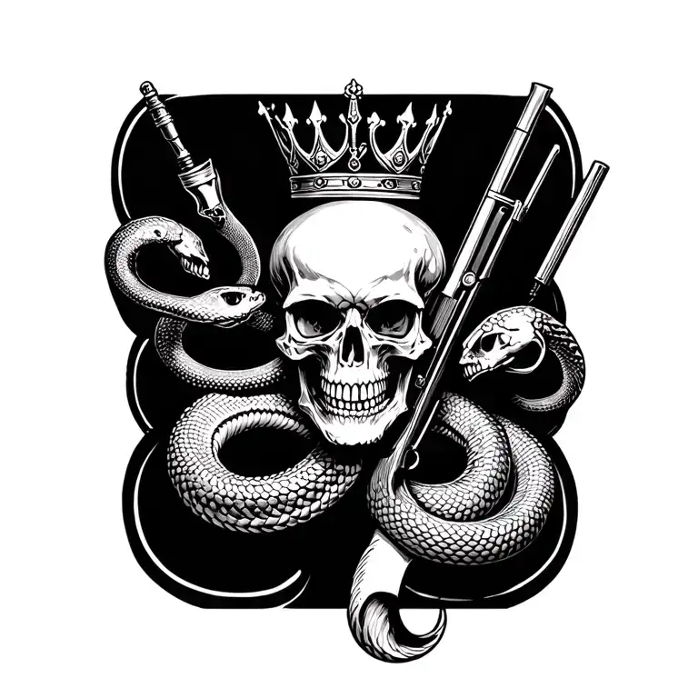 Skull And Snake And Rifle And Crown