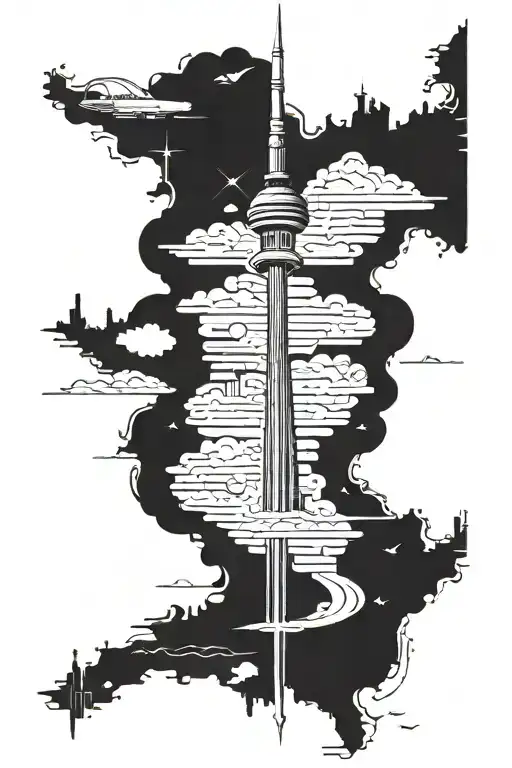 Cn Tower With Roger's Center Surrounded With Toronto Tourist Spots