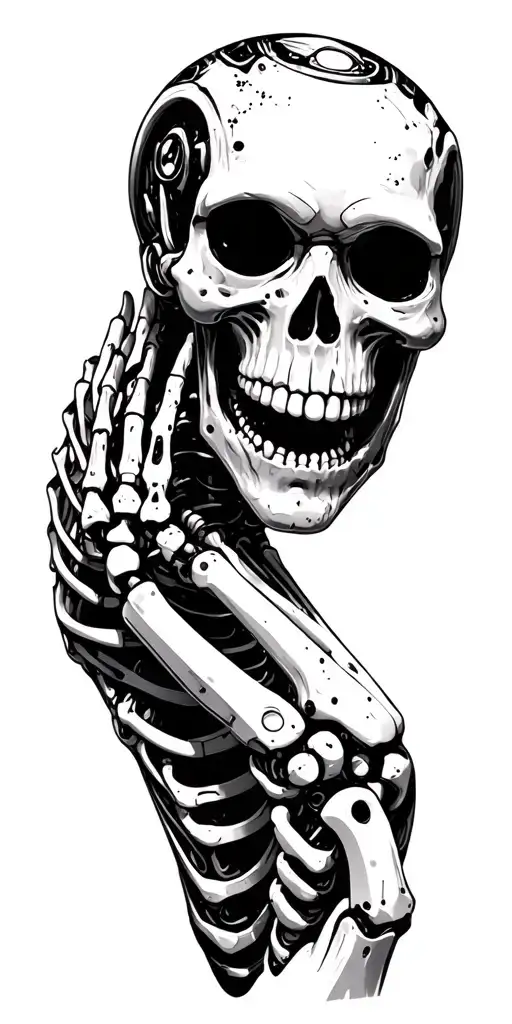 Zombie Skin With Robot Skeletol System Arm