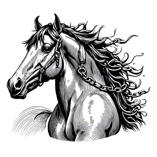 Horse With Chain Forming The Shape