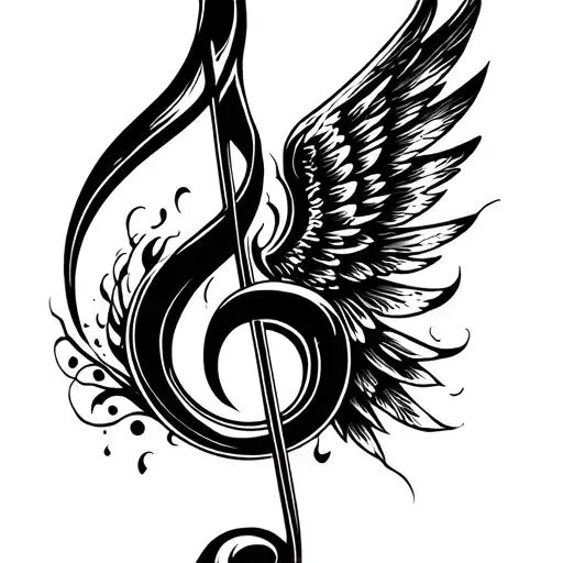 Music Note With Wings That Touches Soul Leaving The Body