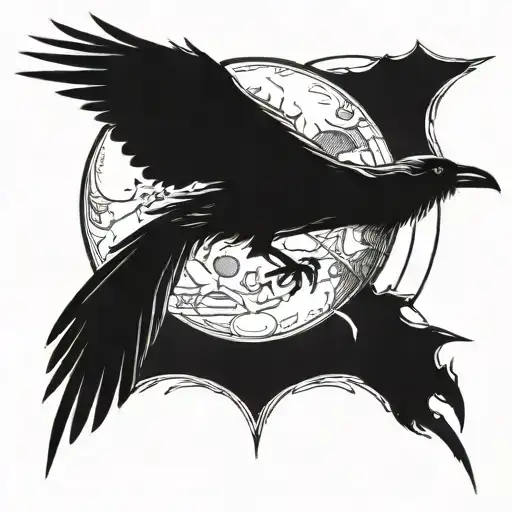 Skeletal Raven And Moon