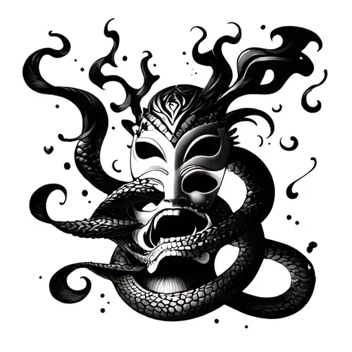 Hanya Mask Serpen Wrapped Around It Smoke Coming