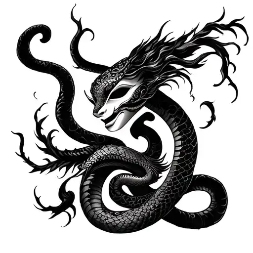 Hanya Mask Serpen Wrapped Around It