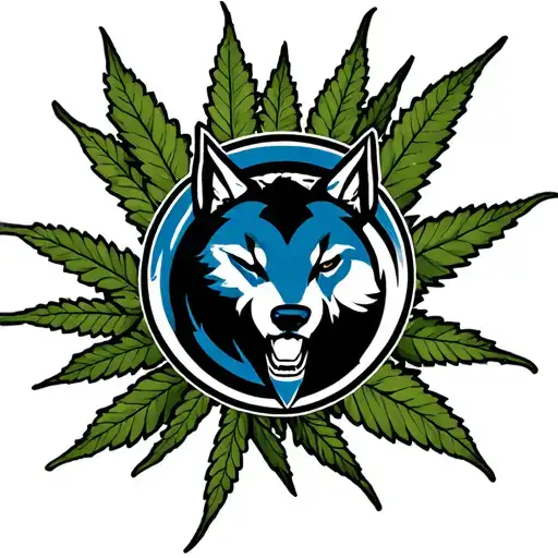Minnesota Timberwolves Logo With Weed Leaf In The Background