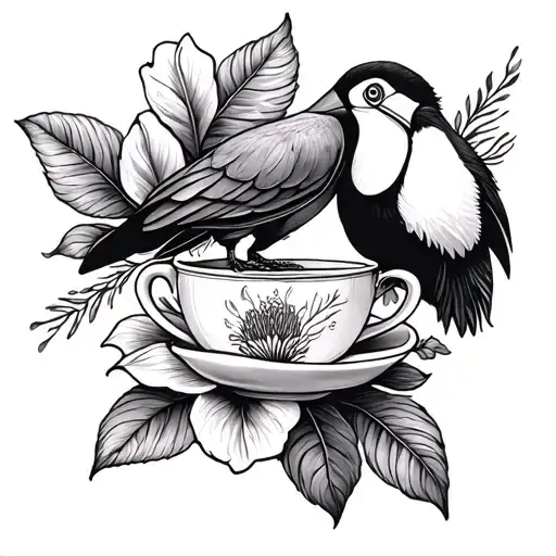 Toucan And The Milk Cup Flower