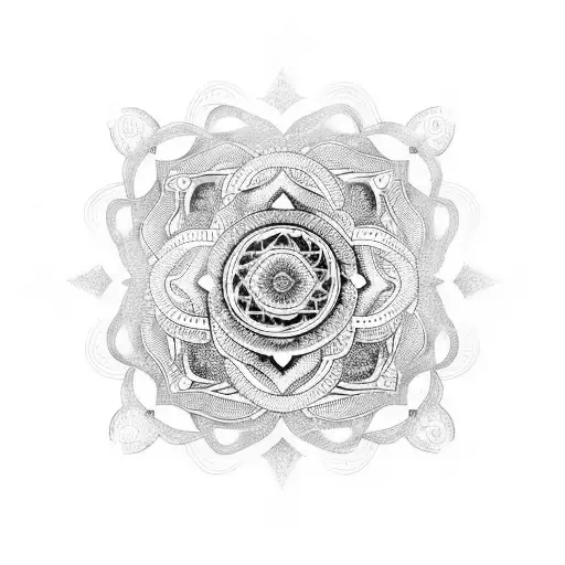 A Mandala Intertwined With A Yin Yang Symbol
