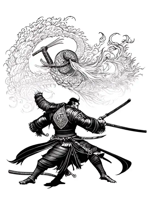 Samurai Warrior Battling