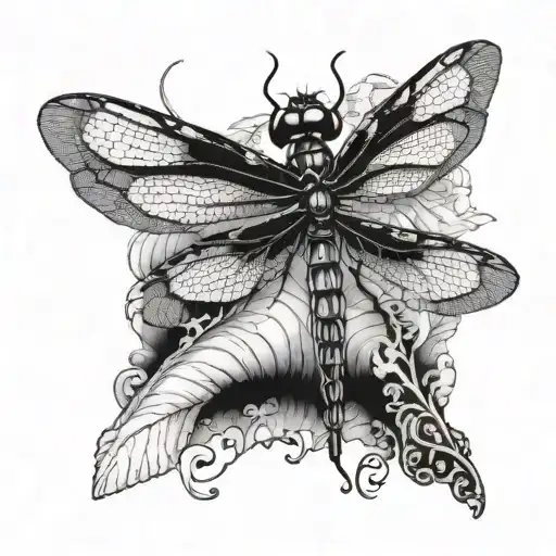 Realistic Dragonfly Goth Style Design