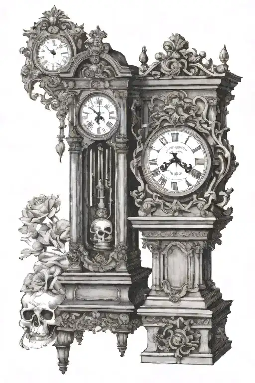Grandfather Clock With A Skull