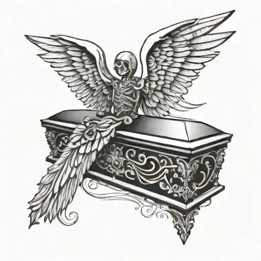 Coffin With Wings Spread Wide
