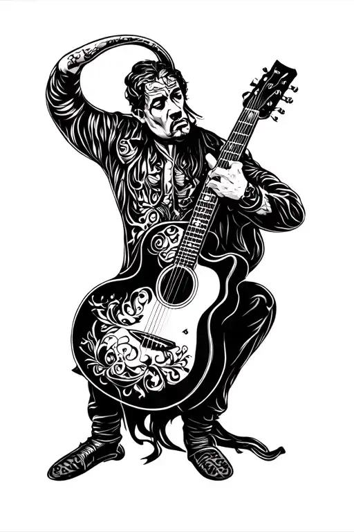 Bull Playing Flamenco Guitar Neck