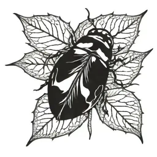 Sycamore Leaves And Ladybug