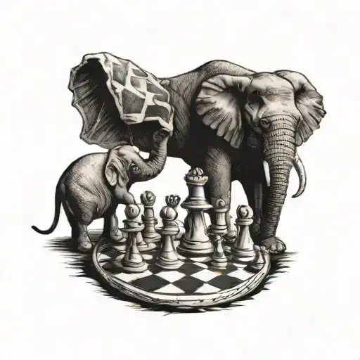 An Ant And Elephant Playing Chess