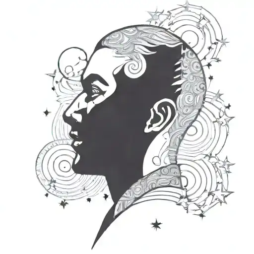 Oval Shape Faced Guy Looking At The Stars