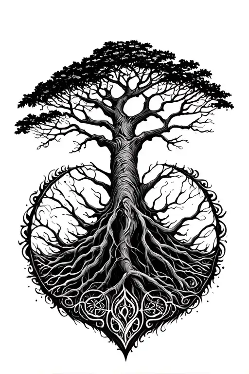 Tree Of Life Tattoo Design Combining