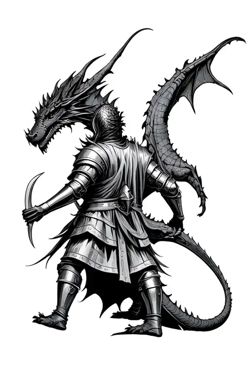 Knight Walking Away From Slayed Dragon