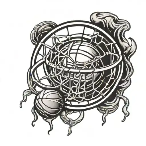 Basket Ball And Ring Intertwined