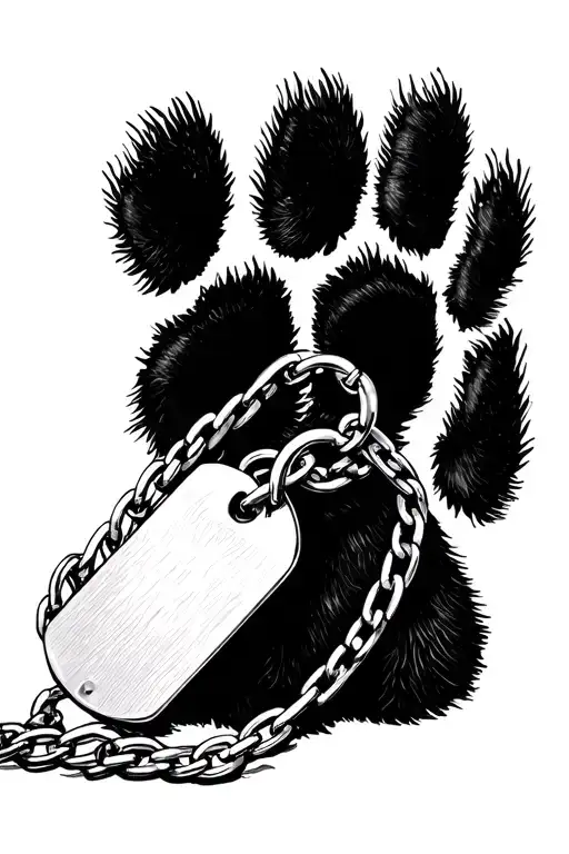 Small Pawprint With Dog Tag And Chain
