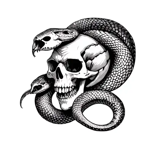 Evil Skull And Snake