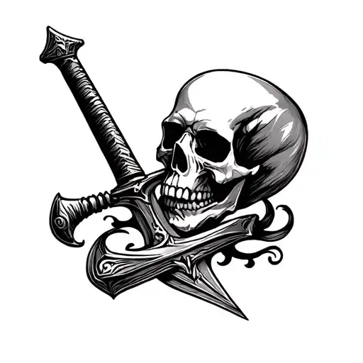 Skull Army Sword Embedded