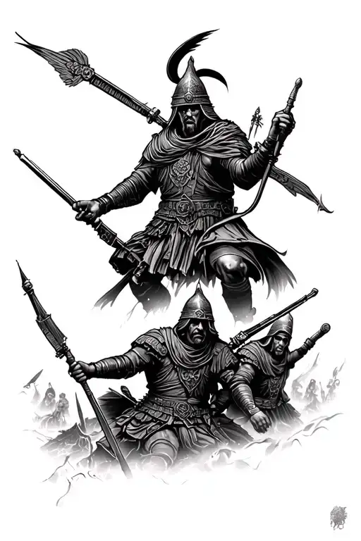 Meditteranian Army And Carribian Army Battle Scene