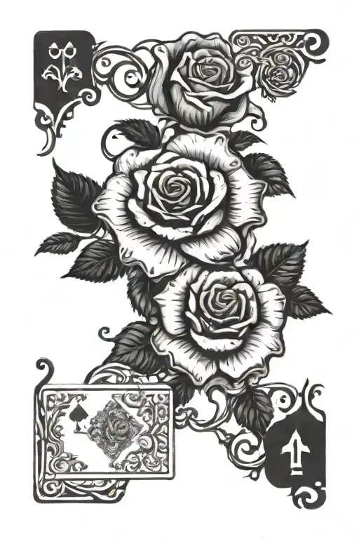 Rose Vines Wrapping Itself And A Deck Of Cards Falling Down