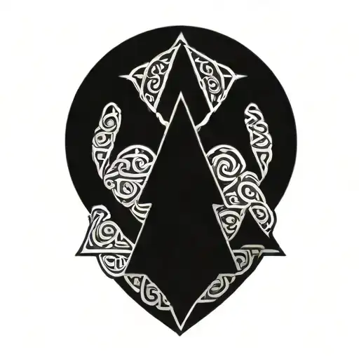 Dragon With Celtic Knot Scales Wrapping Around A Valknut