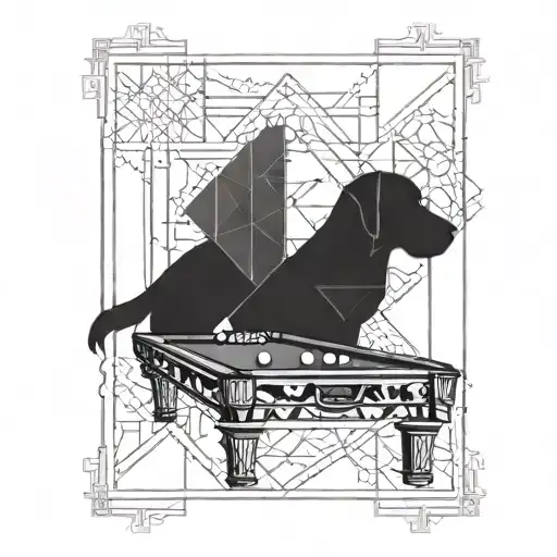 A Billiards Table With Geometric Patterns And A Hidden Dog Silhouette