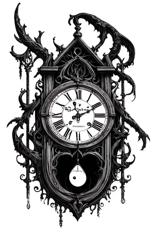 Gothic Clock With Pendulum Clock