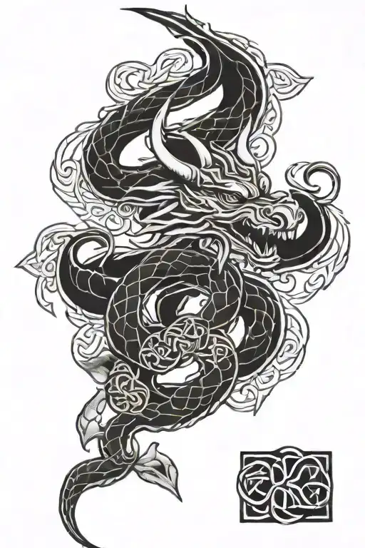 Viking Dragon With Celtic Knots