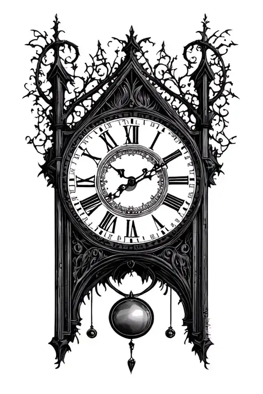 Gothic Clock With Pendulum Clock