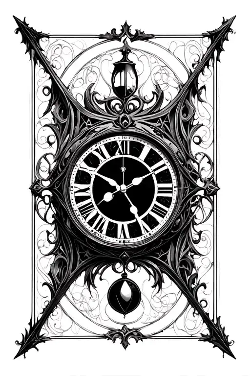 Gothic Clock With Pendulum Clock