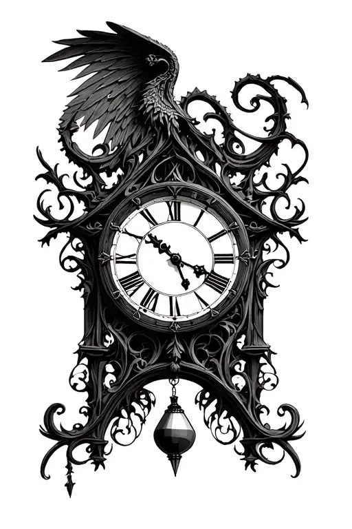 Gothic Clock With Pendulum Clock