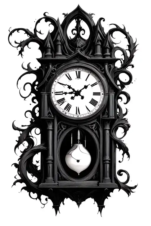 Gothic Clock With Pendulum Clock