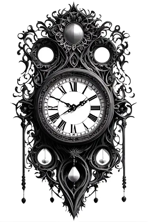 Gothic Clock With Pendulum Clock