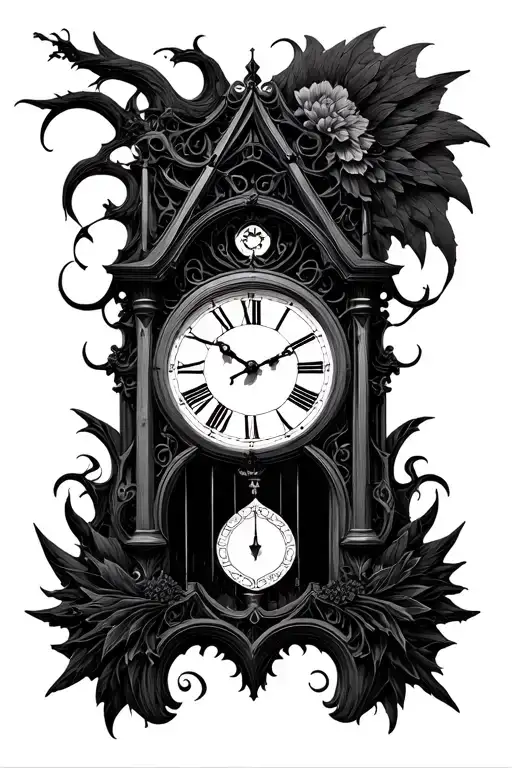 Gothic Clock With Pendulum Clock