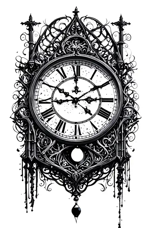 Gothic Clock With Pendulum Clock