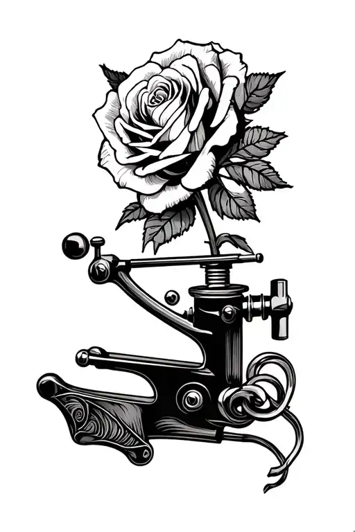 Tattoo Machine Roses Intertwined