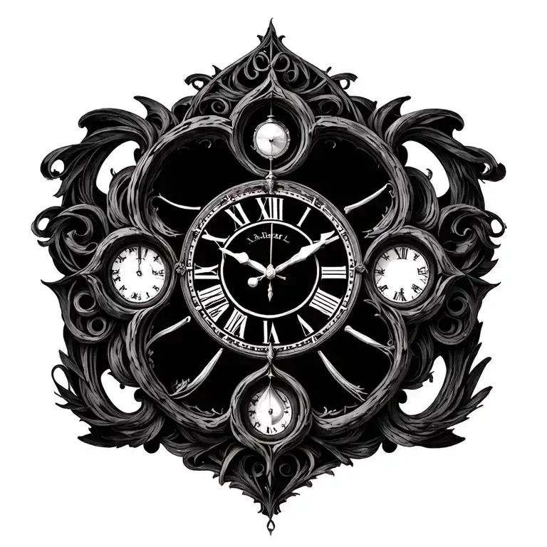 Gothic Clock With Pendulum Clock